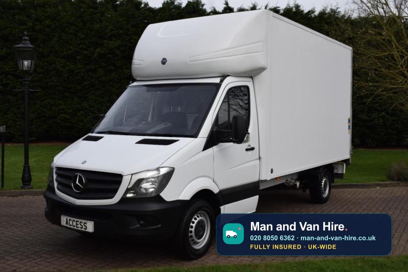 Man and Van Hire Luton van with tail lift on a driveway